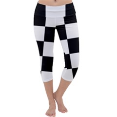 Grid Domino Bank And Black Capri Yoga Leggings by BangZart
