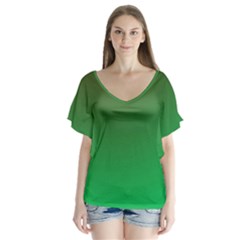 Course Colorful Pattern Abstract V-neck Flutter Sleeve Top by BangZart