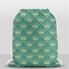 Green Fan  Drawstring Bag (small) by NouveauDesign