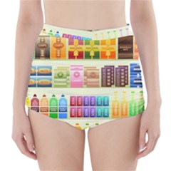 Supermarket Shelf Products Snacks High-waisted Bikini Bottoms by Celenk