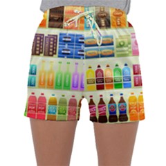 Supermarket Shelf Products Snacks Sleepwear Shorts by Celenk
