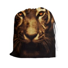 Cat Tiger Animal Wildlife Wild Drawstring Pouches (xxl) by Celenk
