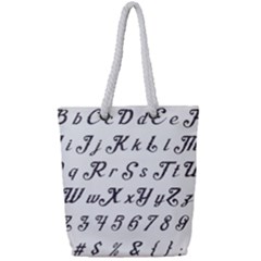Font Lettering Alphabet Writing Full Print Rope Handle Tote (small) by Celenk
