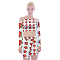 Cross Heart Anchor Love Hope Off Shoulder Top With Mini Skirt Set by Celenk