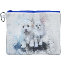 Cat Dog Cute Art Abstract Canvas Cosmetic Bag (xxxl) by Celenk