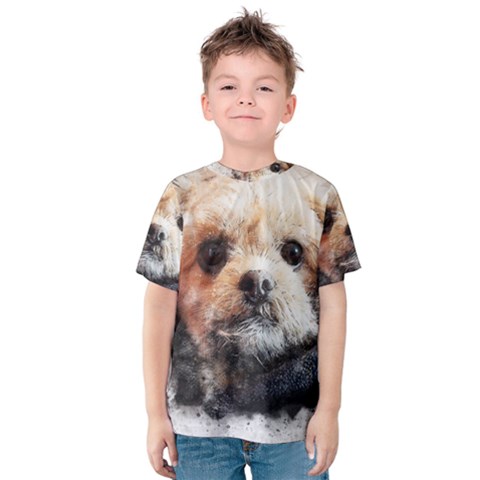 Dog Animal Pet Art Abstract Kids  Cotton Tee by Celenk
