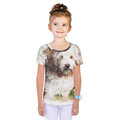 Dog Animal Pet Art Abstract Kids  One Piece Tee by Celenk