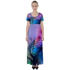 Lizard Reptile Art Abstract Animal High Waist Short Sleeve Maxi Dress by Celenk