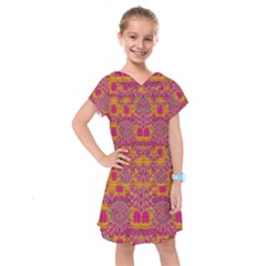 Fern Landscape In Harmony With Bleeding Hearts Fantasy Art Kids  Drop Waist Dress by pepitasart