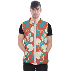 Floral Asian Vintage Pattern Men s Puffer Vest by NouveauDesign
