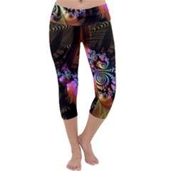 Fractal Colorful Background Capri Yoga Leggings by Celenk