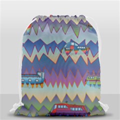 Zig Zag Boats Drawstring Bag (small) by CosmicEsoteric
