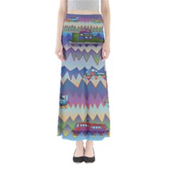 Zig Zag Boats Full Length Maxi Skirt by CosmicEsoteric