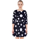White On Black Polka Dot Pattern Smock Dress View1