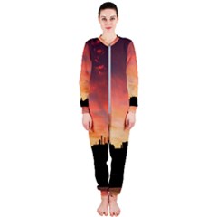 Sunset Silhouette Sun Sky Evening Onepiece Jumpsuit (ladies)  by Celenk