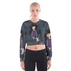 Dolly Girl And Dog Cropped Sweatshirt by Valentinaart