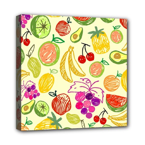 Cute Fruits Pattern Mini Canvas 8  X 8  by paulaoliveiradesign
