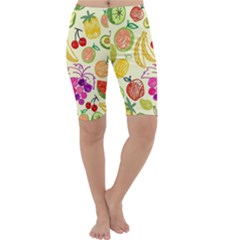 Cute Fruits Pattern Cropped Leggings  by paulaoliveiradesign