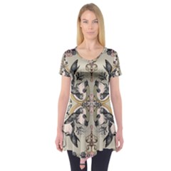 Vintage Birds Short Sleeve Tunic  by Celenk