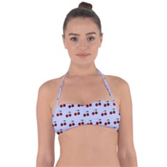 Blue Cherries Halter Bandeau Bikini Top by snowwhitegirl