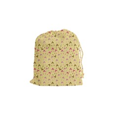 Hats Pink Beige Drawstring Pouches (small)  by snowwhitegirl