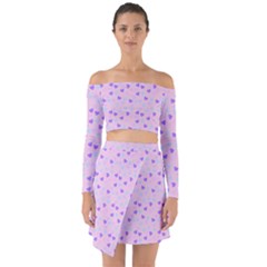 Blue Pink Hearts Off Shoulder Top With Skirt Set by snowwhitegirl