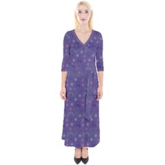 Music Stars Blue Quarter Sleeve Wrap Maxi Dress by snowwhitegirl