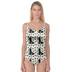 Deer Boots White Black Camisole Leotard  by snowwhitegirl