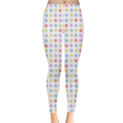 Blue Pink Yellow Eggs On White Leggings  by snowwhitegirl