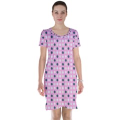 Teal White Eggs On Pink Short Sleeve Nightdress by snowwhitegirl
