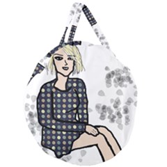 Girl Sitting Giant Round Zipper Tote by snowwhitegirl