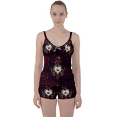 Wonderful Hearts With Dove Tie Front Two Piece Tankini by FantasyWorld7