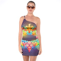 Badge Abstract Abstract Design One Soulder Bodycon Dress by Nexatart
