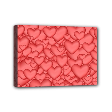 Background Hearts Love Mini Canvas 7  X 5  by Nexatart