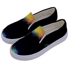 Frame Border Feathery Blurs Design Kids  Canvas Slip Ons by Nexatart