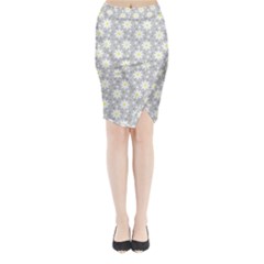 Daisy Dots Grey Midi Wrap Pencil Skirt by snowwhitegirl