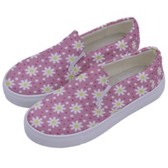 Daisy Dots Pink Kids  Canvas Slip Ons by snowwhitegirl