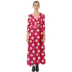 Daisy Dots Light Red Button Up Boho Maxi Dress by snowwhitegirl