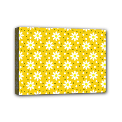 Daisy Dots Yellow Mini Canvas 7  X 5  by snowwhitegirl