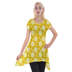 Daisy Dots Yellow Short Sleeve Side Drop Tunic by snowwhitegirl