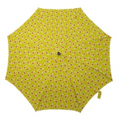 Square Flowers Yellow Hook Handle Umbrellas (medium) by snowwhitegirl
