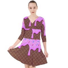 Chocolate And Strawberry Icecream Quarter Sleeve Front Wrap Dress	 by jumpercat