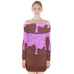 Chocolate And Strawberry Icecream Long Sleeve Off Shoulder Dress by jumpercat