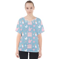 Baby Pattern V-neck Dolman Drape Top by snowwhitegirl