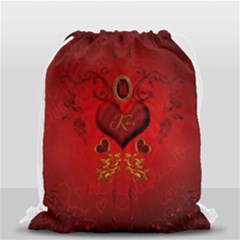 Wonderful Hearts, Kisses Drawstring Bag (small) by FantasyWorld7