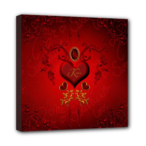 Wonderful Hearts, Kisses Mini Canvas 8  X 8  by FantasyWorld7