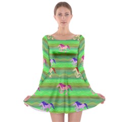 Rainbow Ponies Long Sleeve Skater Dress by CosmicEsoteric
