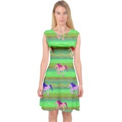Rainbow Ponies Capsleeve Midi Dress by CosmicEsoteric