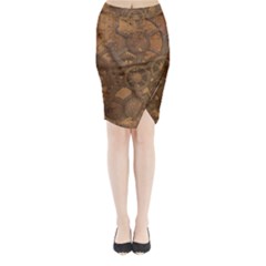 Background Steampunk Gears Grunge Midi Wrap Pencil Skirt by Nexatart