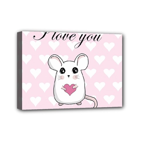 Cute Mouse - Valentines Day Mini Canvas 7  X 5  by Valentinaart